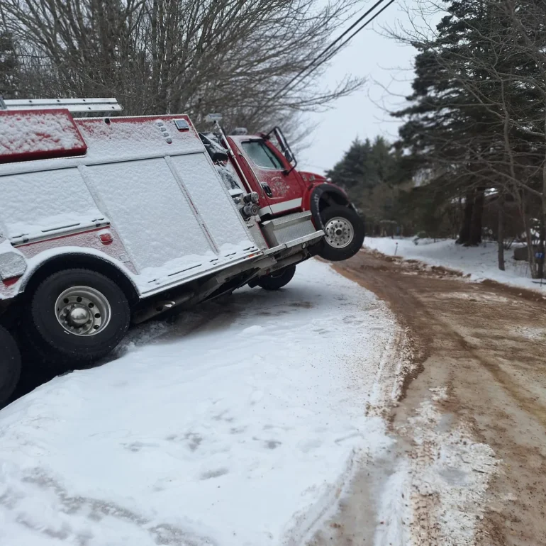 Fire truck accident icy roads