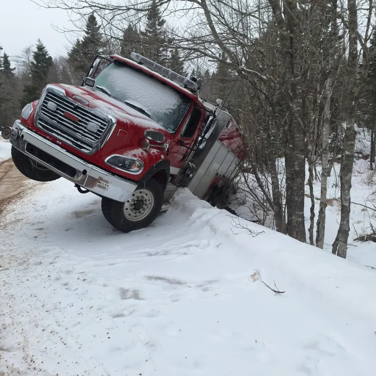 Fire truck accident Ice on road